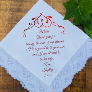 Mother of the Groom• Mother in law wedding Gift from Bride•Personalized Wedding Keepsake, Custom PRINTED Handkerchief for mom-In-law  (H 003
