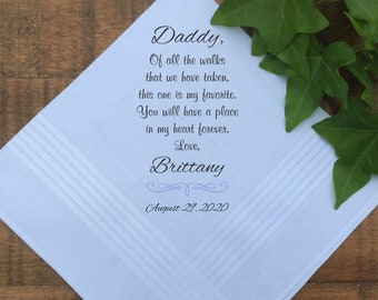 Father of the Bride gift, Wedding handkerchief From Bride to Dad, Wedding Gift from Bride to Parents, Personalized PRINTED hankie (H 031)
