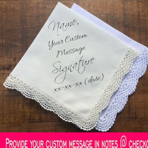 Custom Wedding Handkerchief, custom wedding gift, Personalized Handkerchief From Bride, wedding keepsake hanky for wedding PRINTED (custom)