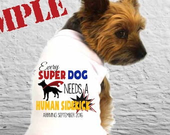 Dog pregnancy announcement, dog shirt, dog tank top, doggie clothes, pregnancy reveal, pet clothes, pet clothing, dog tshirt idea (DT 004)