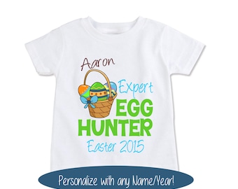 Boys Easter Egg Hunt shirt, Custom kids egg hunter shirt, Baby Easter bodysuit, Expert girls cute toddler tee, Easter graphic T (EX 351)