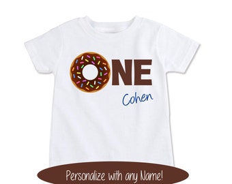 First Birthday Donut Party Shirt, Toddler custom name shirt, Second Birthday, Kids Birthday Gift doughnut shirt, personalized (EX 342)