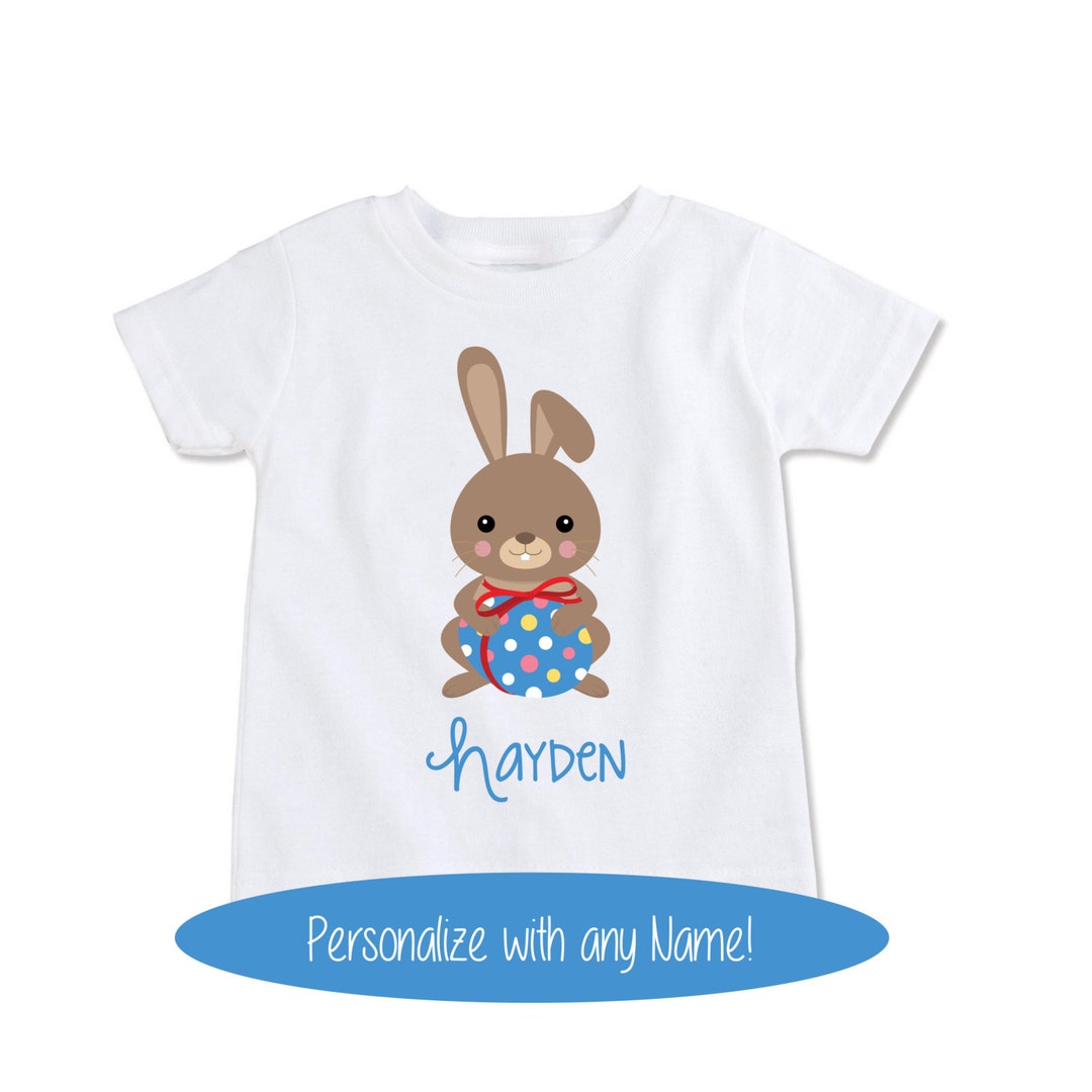 Easter Graphic Tee Shirt, Bunny Rabbit Baby, Toddler Custom Name Easter
