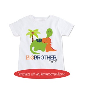 Matching Siblings Shirt SET New Baby  coordinating Big Brother Little Brother outfits Dinosaurs SET Personalize with any Name * (EX 296)