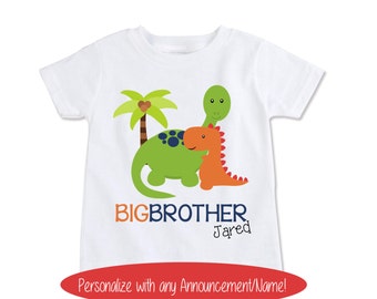 Passende Geschwister Shirt SET New Baby Koordination großer Bruder kleiner Bruder outfits Dinosaurier SET personalisieren mit einem beliebigen Namen * (EX-296)