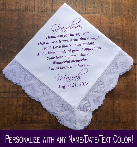 New HBH Wedding Gift Grandma Handkerchief 