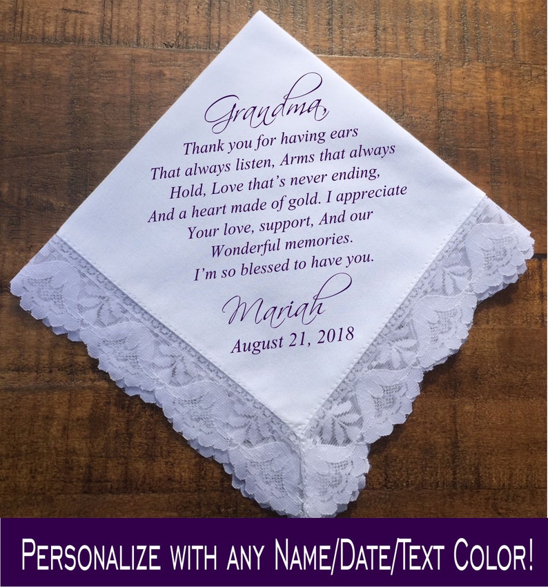 Wedding Handkerchief Grandma Gift Gifts for Grandma Wedding Etsy