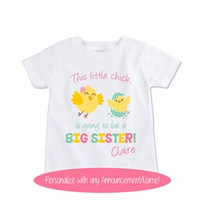 Easter Big Sister tee shirt, Pregnancy announcement, New baby Personalized Big Cousin shirt, Big Sister toddler top, Birth reveal  (EX 260)