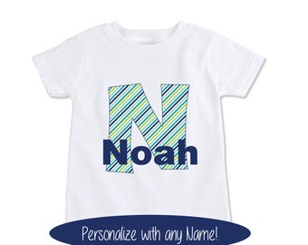 Baby Boys Shirt, Gift for Grandson, Nephew, Toddler kids monogram appliqued look name shirt, Personalized kids Clothing, Any Name (EX 190)