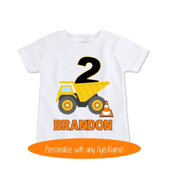 Boys Dump Truck birthday shirt, Construction themed birthday attire, Personalize with any Age and Name Cute boys clothing * (EX 254)