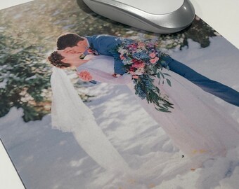 Wedding gift, custom mousepad, newlywed gift idea, new couple gifts, computer home office gift, gift for couples, engagement photo gift idea