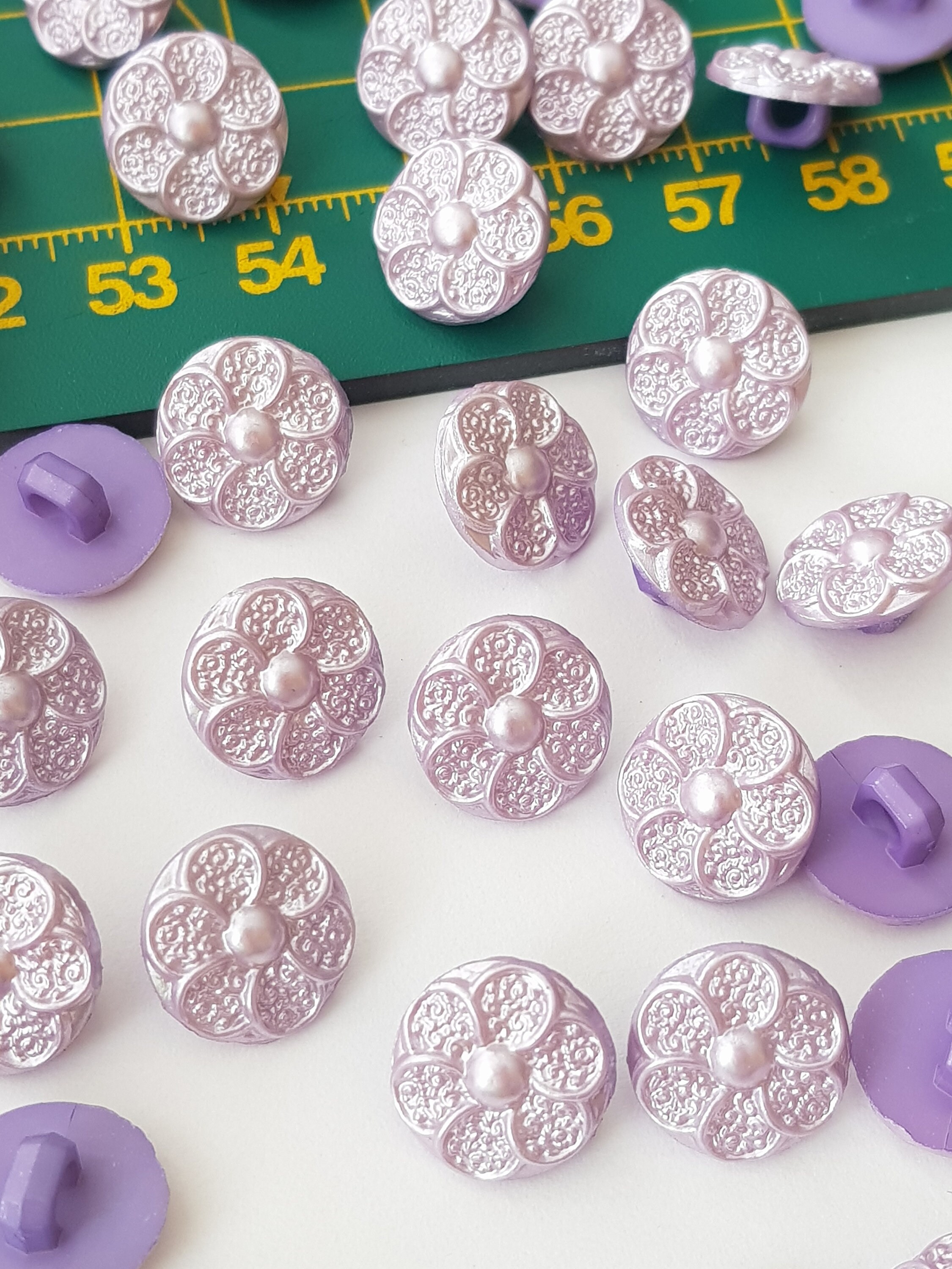 Pearl Flower Buttons lilac colour 13 mm shank flower buttons Etsy