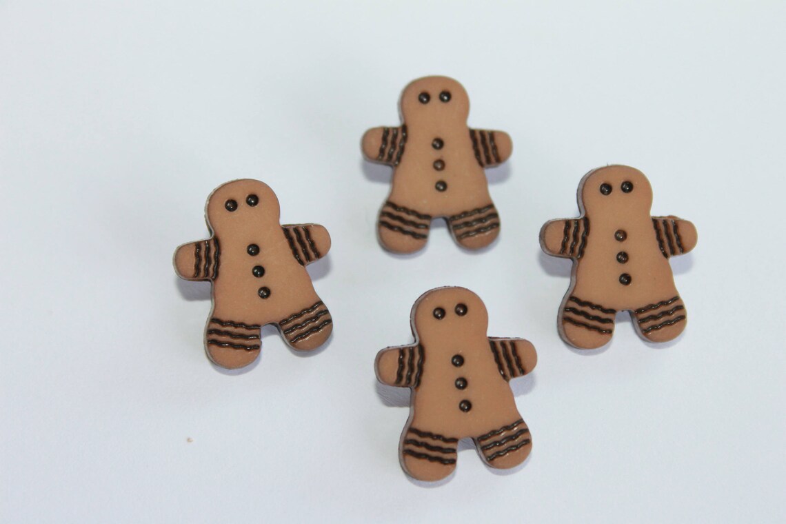 Gingerbread Man Buttons 10 brown color shank Gingerbread Man Etsy