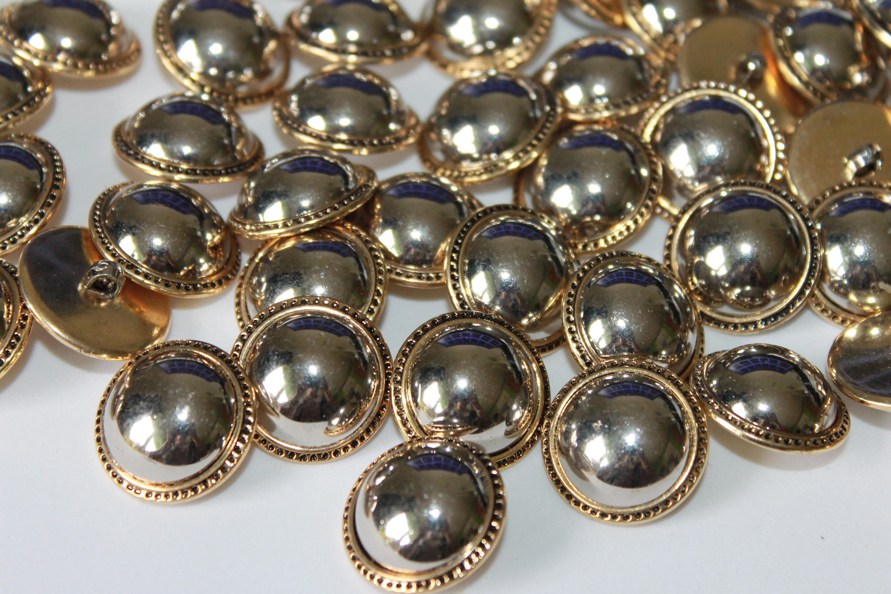 Metal buttons large half round shank shiny buttons gold Etsy