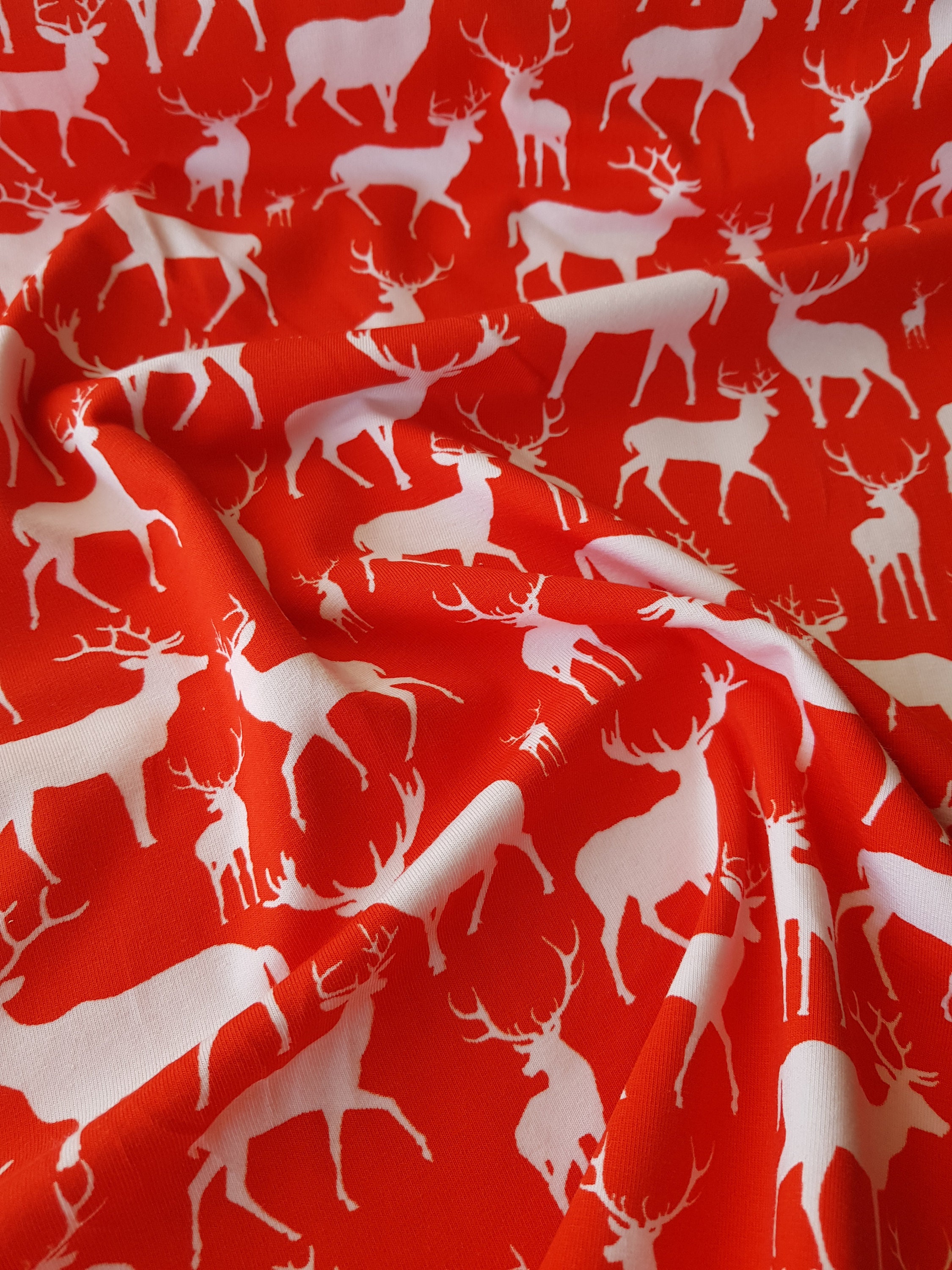 Reindeer Xmas Cotton Jersey Christmas jersey fabric stretchy Etsy