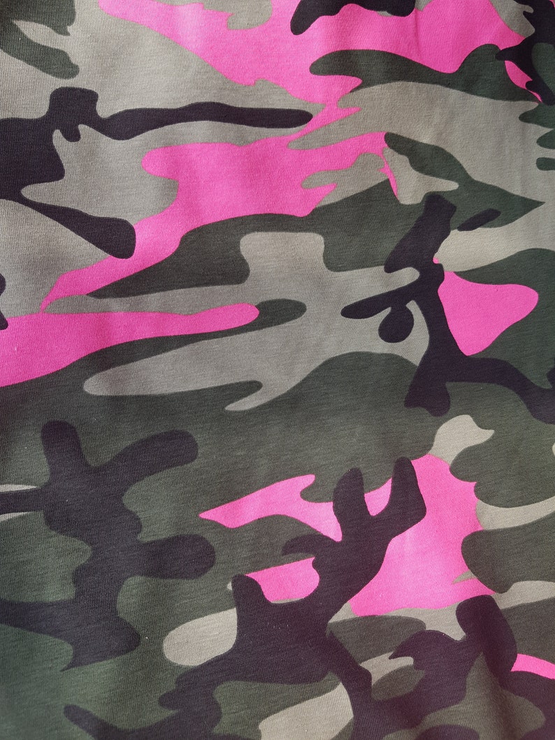 Neon Pink Camouflage Cotton Jersey Fabric camo print Etsy
