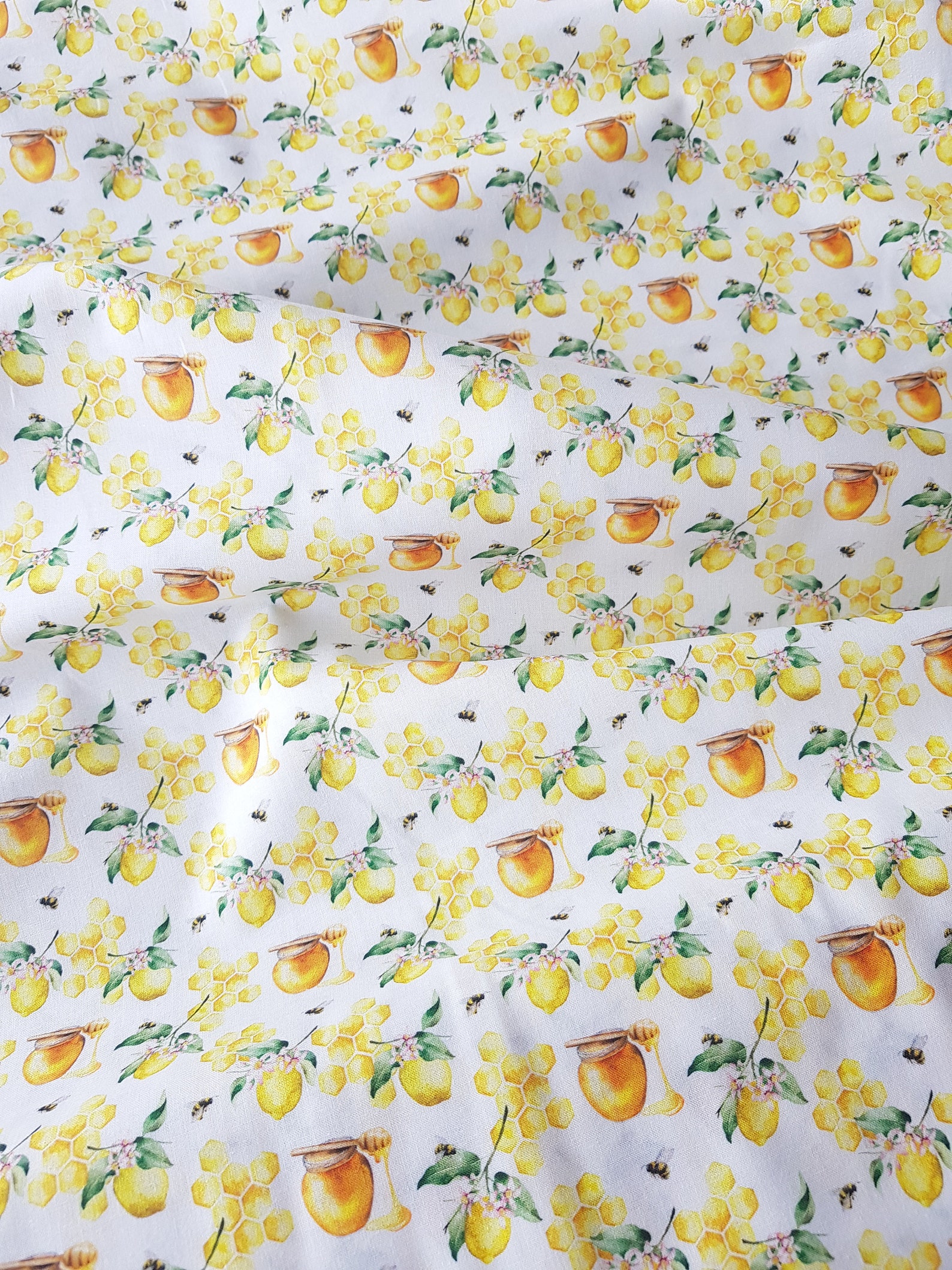 Honeycomb Lemon Fabric Cotton Fabric Summer Print Fabric | Etsy