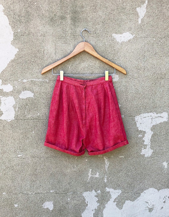 Ruby Red Shorts. 50's, High Waist, Stretch Cotton… - image 3