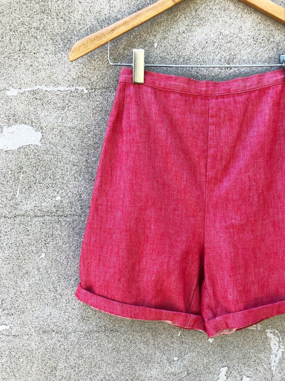 Ruby Red Shorts. 50's, High Waist, Stretch Cotton… - image 2