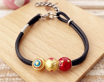 Pulsera de los Vengadores: Personajes clásicos, brazalete, accesorio para fiestas de superhéroes.