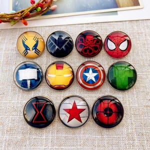 Avengers Button Pin: Superheroes Badge, Brooch, pin back, --diameter 27mm| 1.06in