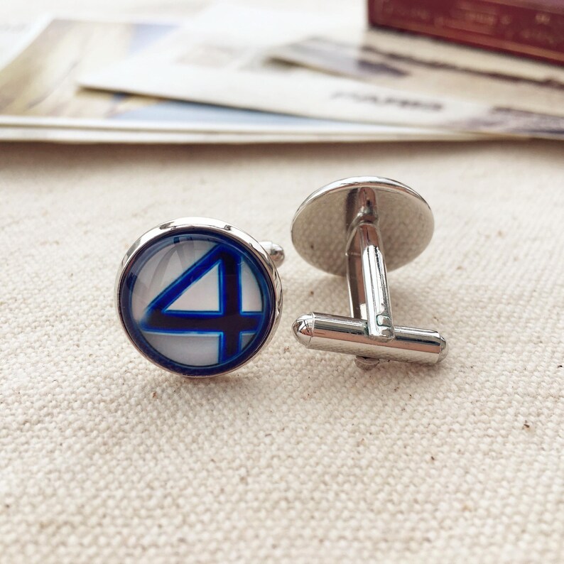 Superheroes Cufflinks: Multiple characters, Sleeve Buttons, 16mm Glass Dome cuff links Fantastic Four