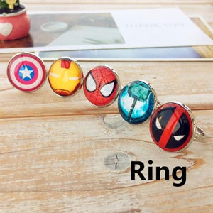 Avengers Superhero Ring: Adjustable Steel Signet Ring, Multiple characters