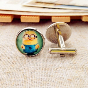 Yellow Minion cufflinks ,  Minions cufflink, cuff links, cool gift for boys, cool gift for men