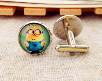 Yellow Minion cufflinks ,  Minions cufflink, cuff links, cool gift for boys, cool gift for men