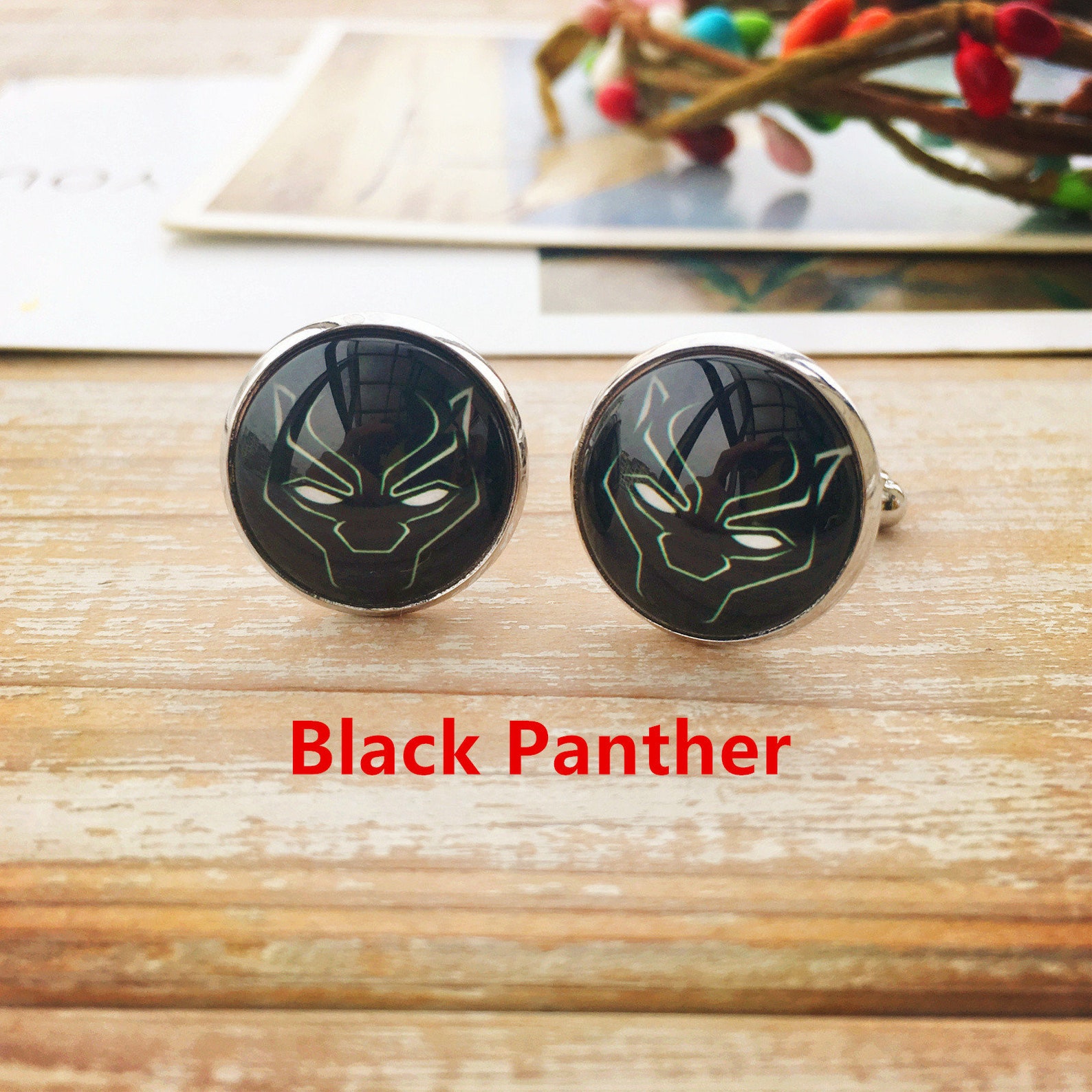 Thanos Black Panther Shield Super Hero Cufflinks Cuff Etsy