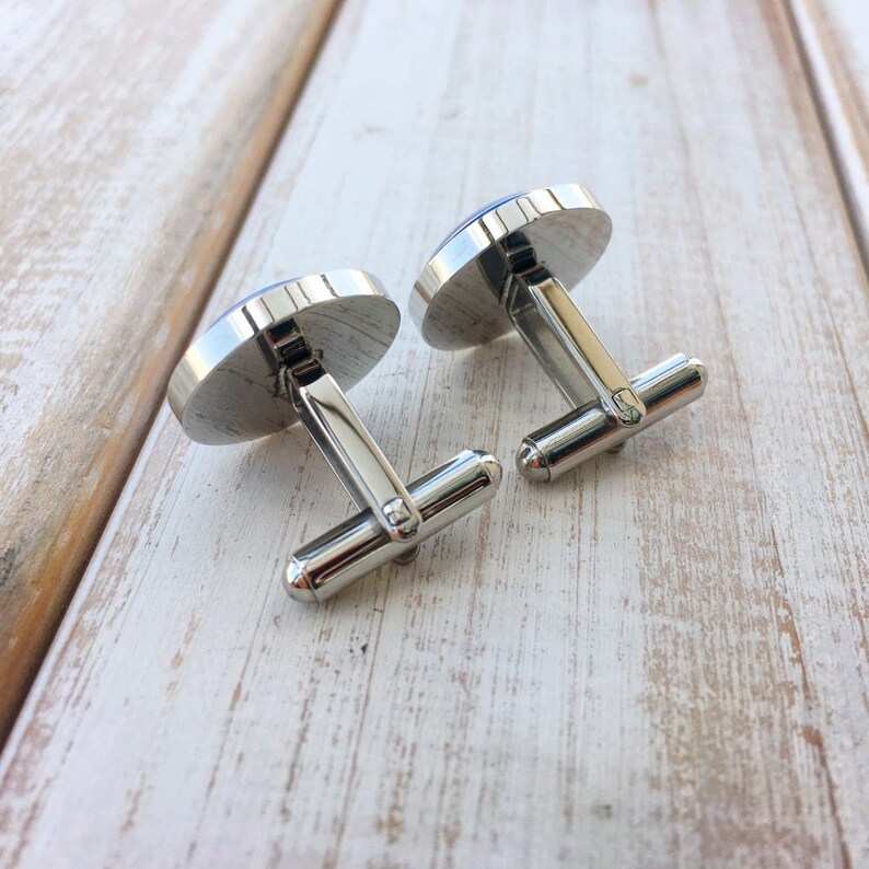 Stainless steel cuff links sleeve button accept custom order Blue heart cufflinks for men