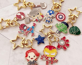 Avengers Keychain: Enamel Superhero Charm, Mini Alloy Pendant