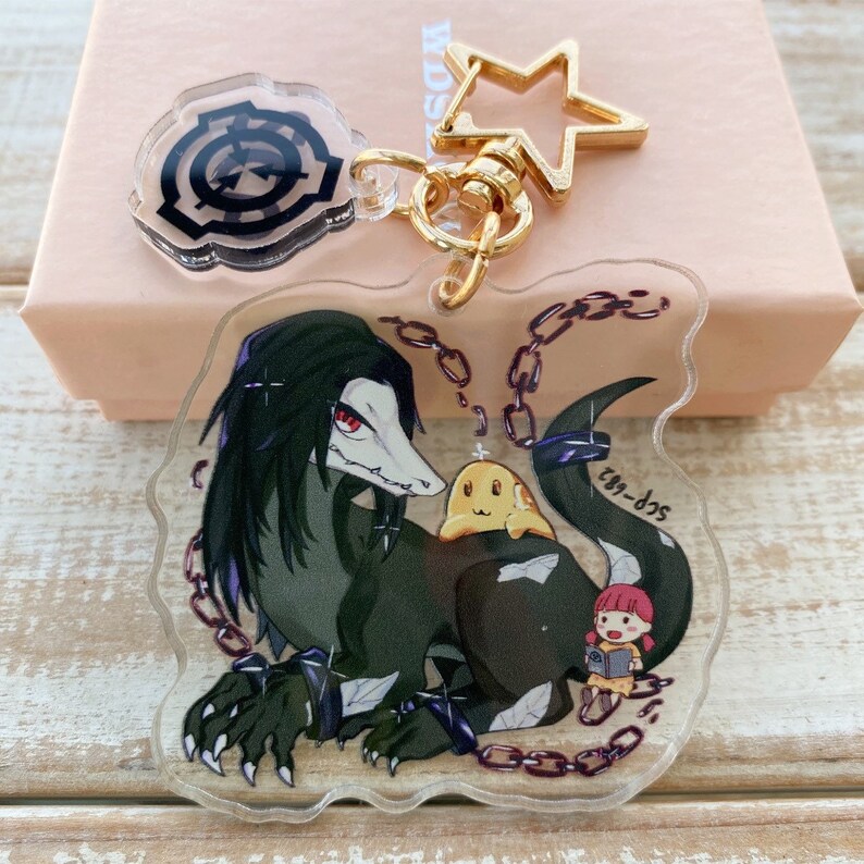 SCP foundation Keychain  SCP fans work keychain049 keychain SCP682 Acrylic