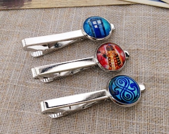 Dr. who Tie clips,  Doctor Who tradis Tie clip, Time Machine Tie clip, Time lord Tie clip, DW Tie clips