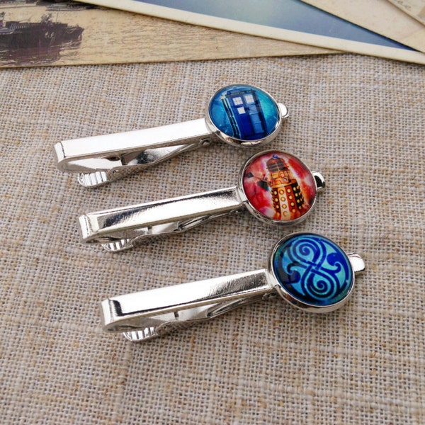 Dr. who Tie clips,  Doctor Who tradis Tie clip, Time Machine Tie clip, Time lord Tie clip, DW Tie clips