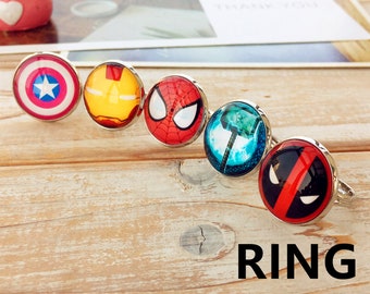 Super hero Ring, Superhero Ring, Avengers Singnet Ring - Plating steel color ring with Superhero image