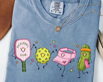 Camiseta Comfort Colors Pickleball Club Doodle, ropa deportiva divertida