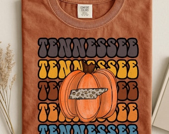 Camiseta Comfort Colors Tennessee State Fall Pumpkin - Camiseta TN Autumn Fall Vibes