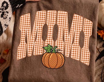 Comfort Colors Mimi Gingham Pumpkin Shirt, Fall Mimi Shirt, Pumpkin Graphic Tee