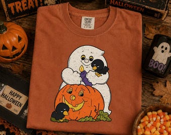 Comfort Colors® 90s Halloween Ghost Shirt, Retro Pumpkin Tee, Vintage Spooky Season Graphic Tee, Sweatshirt or Short Sleeve