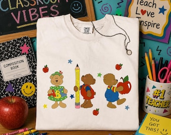 Comfort Colors 90s Teacher Shirt, Vintage Teddy Bear School Graphic Tee, Comfort Colors Teacher Shirt, Cute Back to School Gift for Teachers