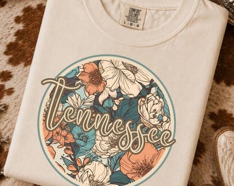Camiseta Tennessee Floral Comfort Colors, camiseta con estampado de flores silvestres del sur.