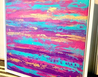 Original Framed 12x12 Abstract Acrylic Artwork