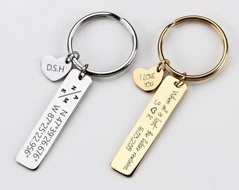 Personalised customised Metal Keyring Photo Valentines Day Engraving Templates
