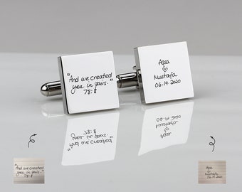 Boutons de manchette personnalisés, cadeau d'anniversaire de mariage, cadeau de garçons d'honneur, boutons de manchette pour hommes, boutons de manchette pour garçons d'honneur, bouton de manchette écriture gravée