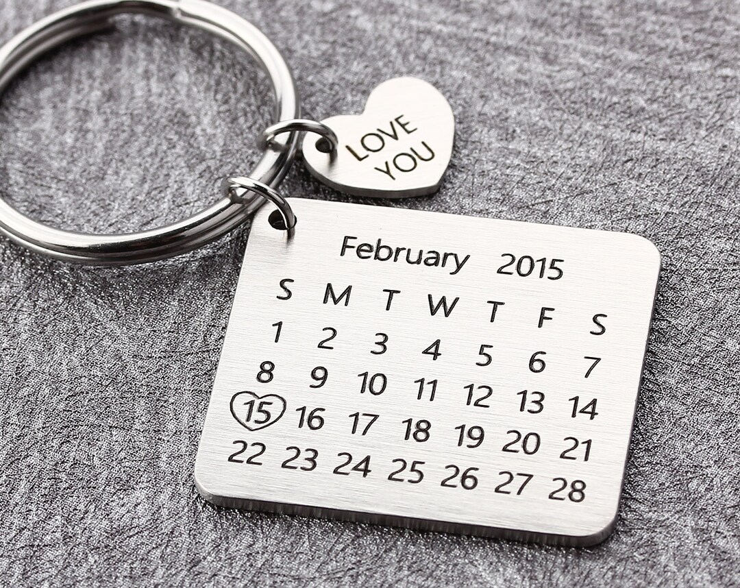Personalized Calendar Keychain Hand Stamped Calendar Special