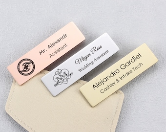 Personalised Name Badge, Staff ID Tag with Pin, Design Your Custom Badge, Custom Flat badge for work, Office Name tag Employee Business Tags