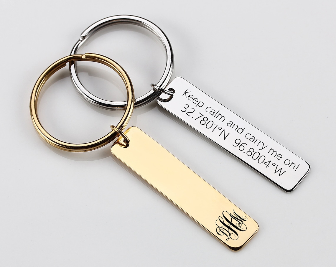 Personalized Coordinates Keychain personalized keyring gift Etsy