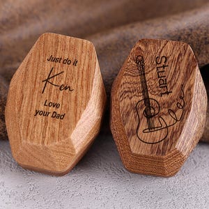 Personalized Wooden Guitar Pick Case, Custom Wooden Guitar Pick Case Box with Engraving, Music Gift for Guitarist Musician