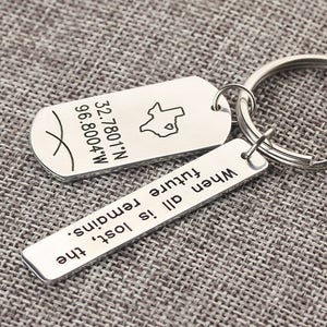 Compass Keychain Latitude Longitude Keychain GPS Coordinate Keychain Personalized Bar Keychain I Love You The Most Dad Gift image 3